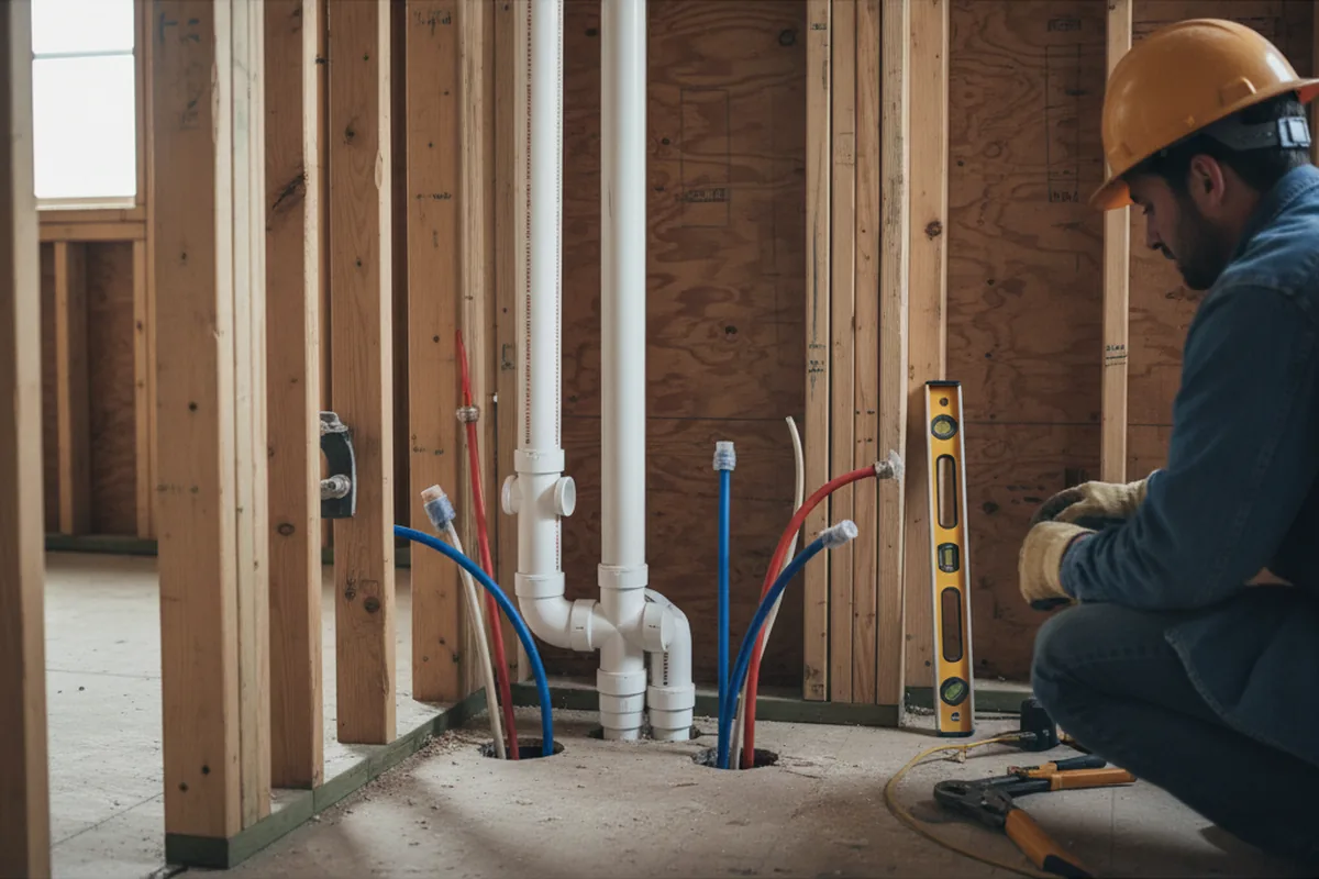 Drain and supply rough-in during Leak Detection in Cobbs Creek